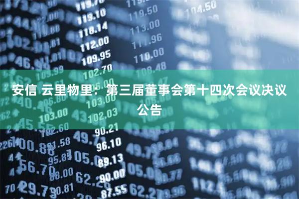 安信 云里物里：第三届董事会第十四次会议决议公告