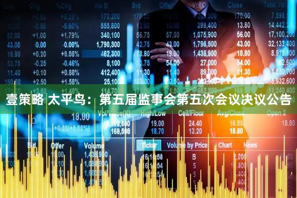 壹策略 太平鸟：第五届监事会第五次会议决议公告