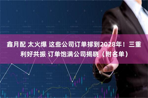 鑫月配 太火爆 这些公司订单排到2028年!三重利好共振 订单饱满公司揭晓(附名单)